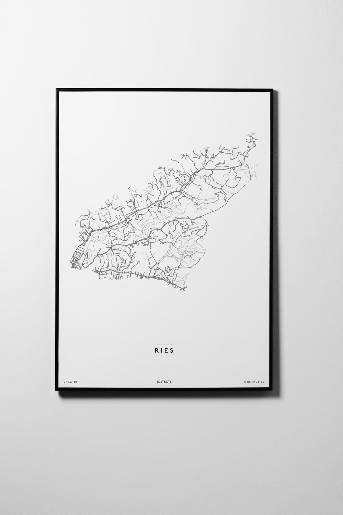 Ries | 8010, 8036, 8044, 8047 | Graz | City Map Karte Plan Bild Print Poster Framed Mit Rahmen L & XL