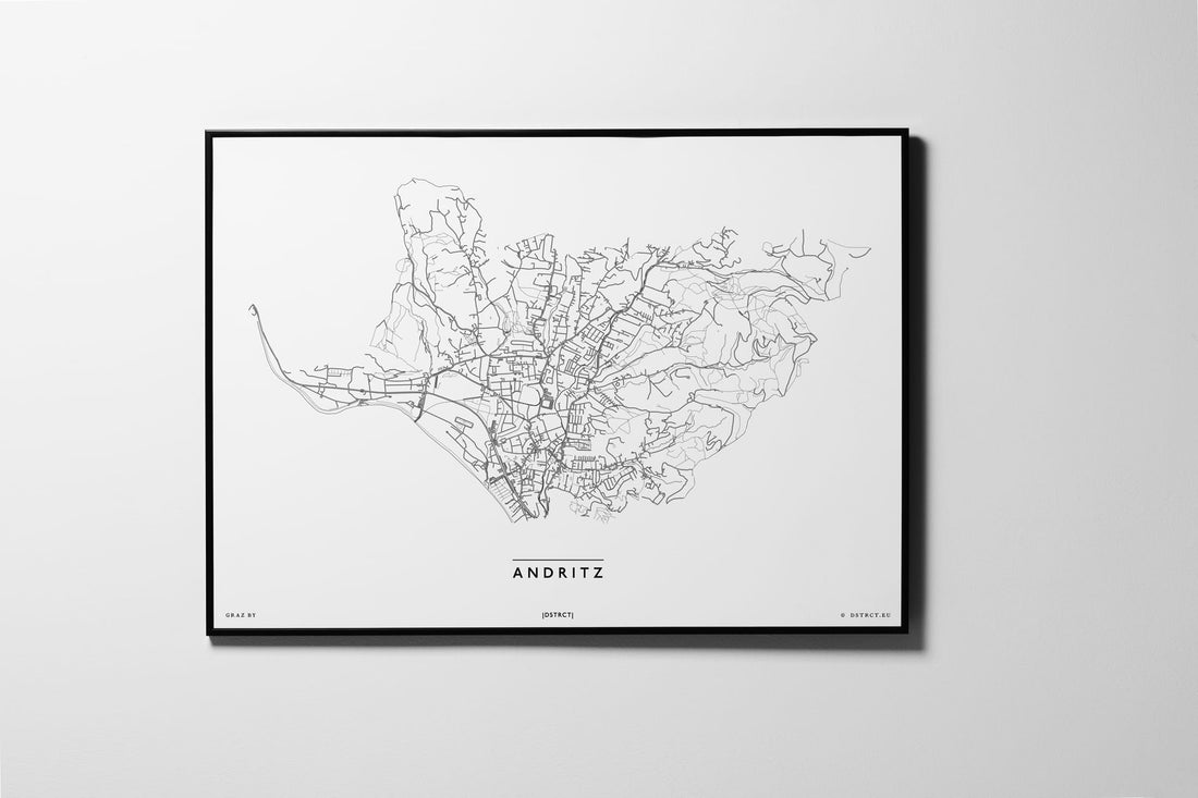 Andritz | 8010, 8043, 8044, 8045, 8046 | Graz | City Map Karte Plan Bild Print Poster Framed Mit Rahmen L & XL