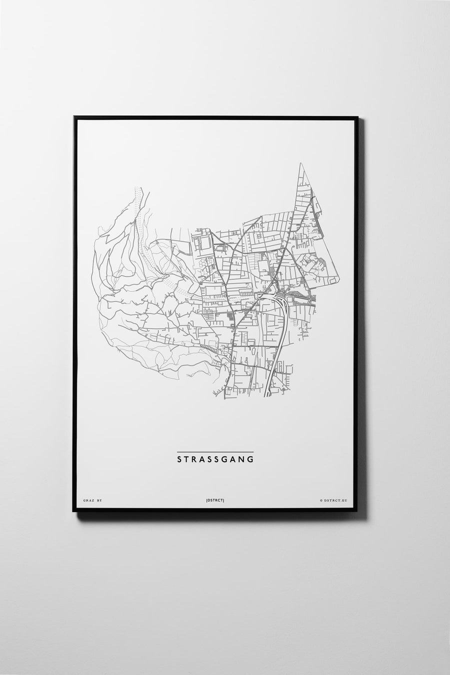Straßgang | 8020, 8053, 8054, 8055 | Graz | City Map Karte Plan Bild Print Poster Framed Mit Rahmen L & XL