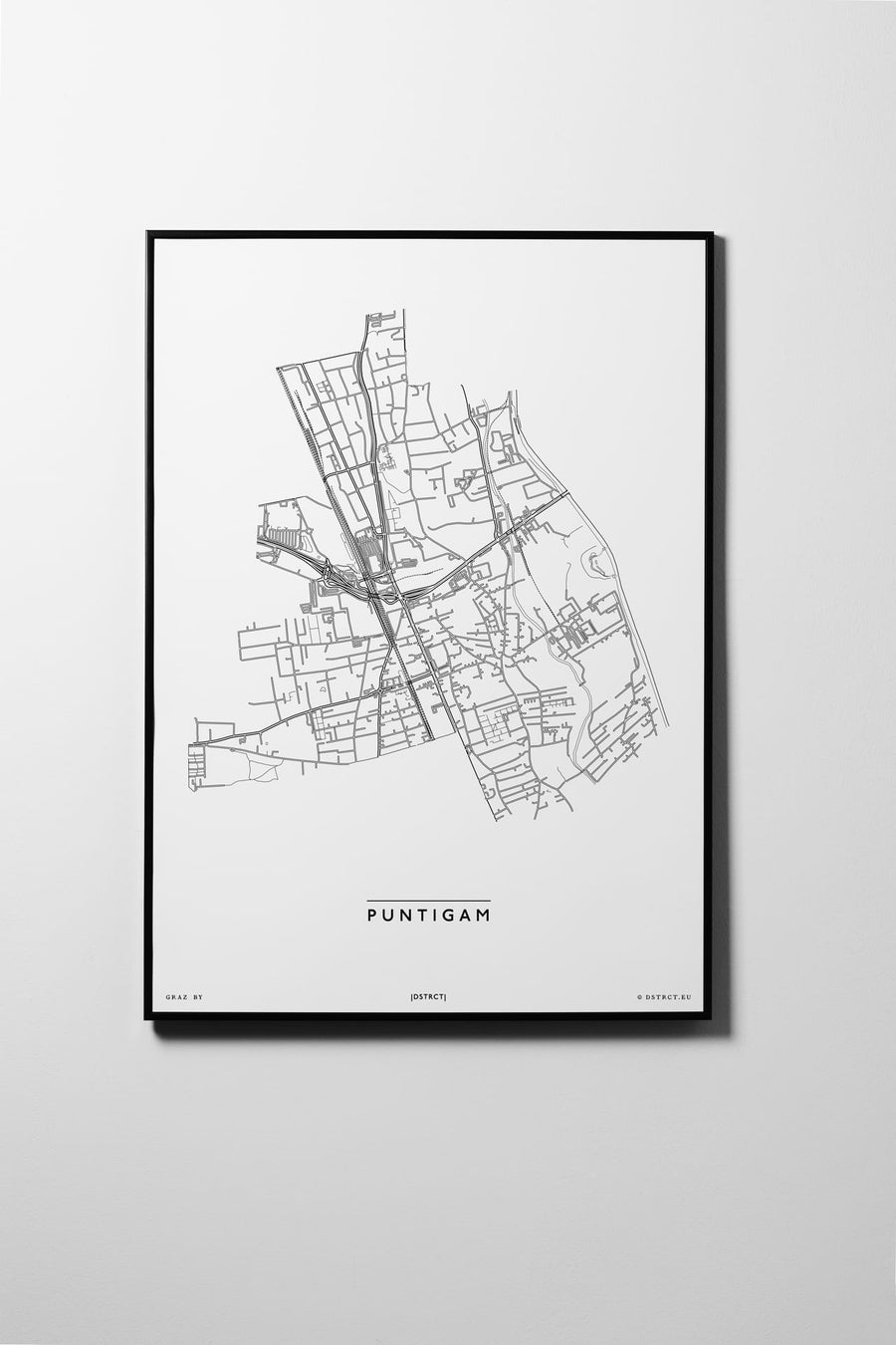 Puntigam | 8020, 8054, 8055, 8073 | Graz | City Map Karte Plan Bild Print Poster Framed Mit Rahmen L & XL