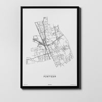 Puntigam | 8020, 8054, 8055, 8073 | Graz | City Map Karte Plan Bild Print Poster Framed Mit Rahmen