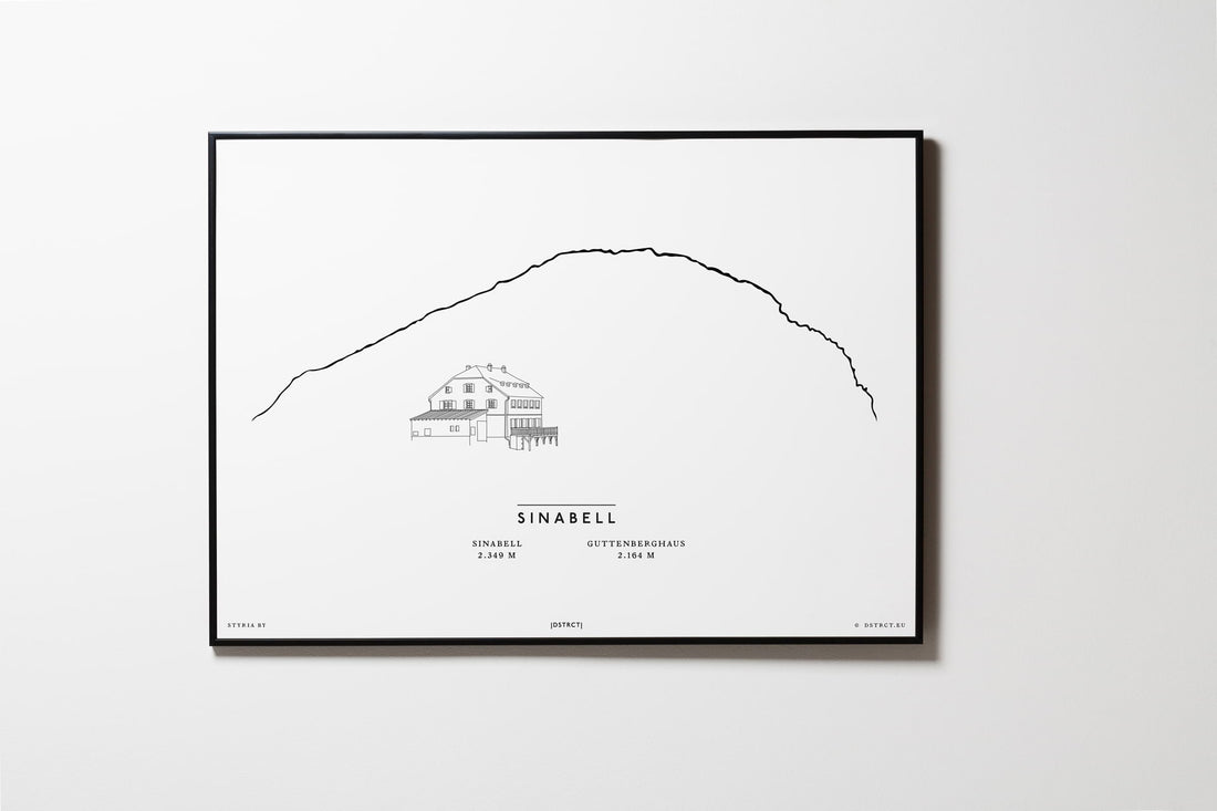 Sinabell & Guttenberghaus | Steiermark| Illustration | Zeichnung Bild Print Poster Mit Rahmen Framed L & XL