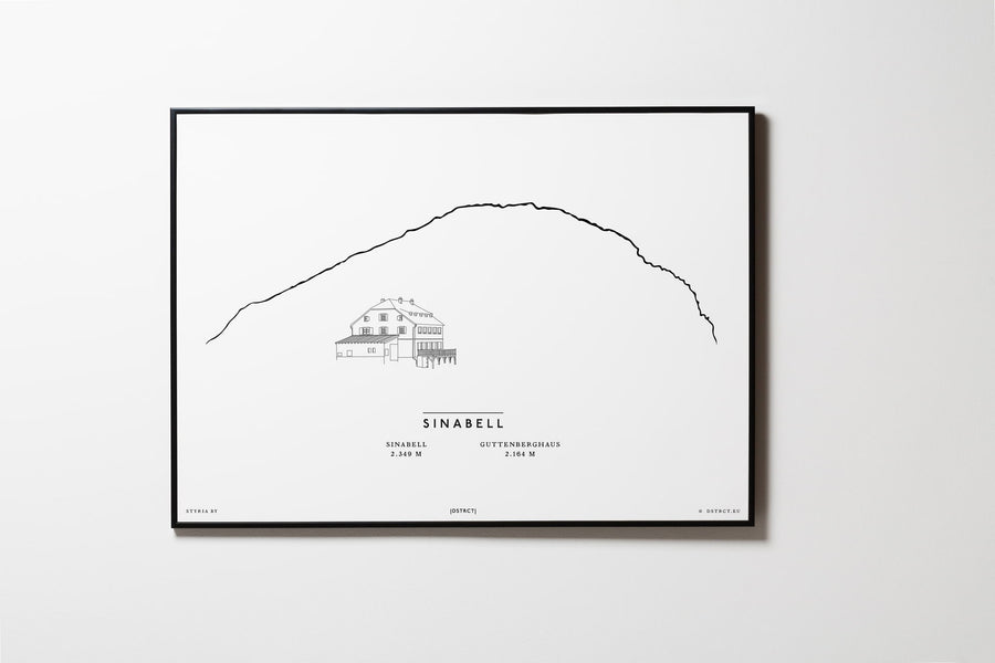 Sinabell & Guttenberghaus | Steiermark| Illustration | Zeichnung Bild Print Poster Mit Rahmen Framed L & XL