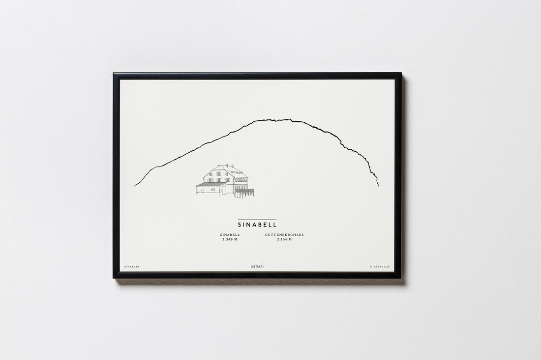 Sinabell & Guttenberghaus | Steiermark | Illustration | Zeichnung Bild Print Poster Mit Rahmen Framed