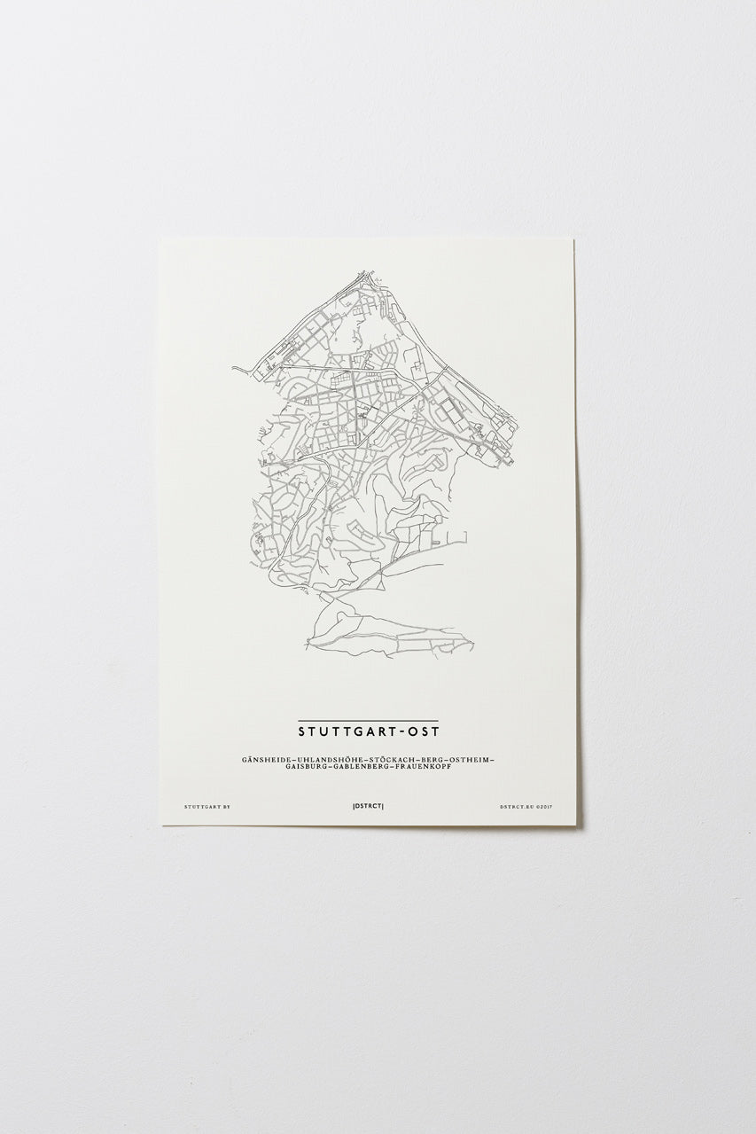 Stuttgart Ost | Stuttgart | City Map Karte Plan Bild Print Poster Ohne Rahmen Unframed