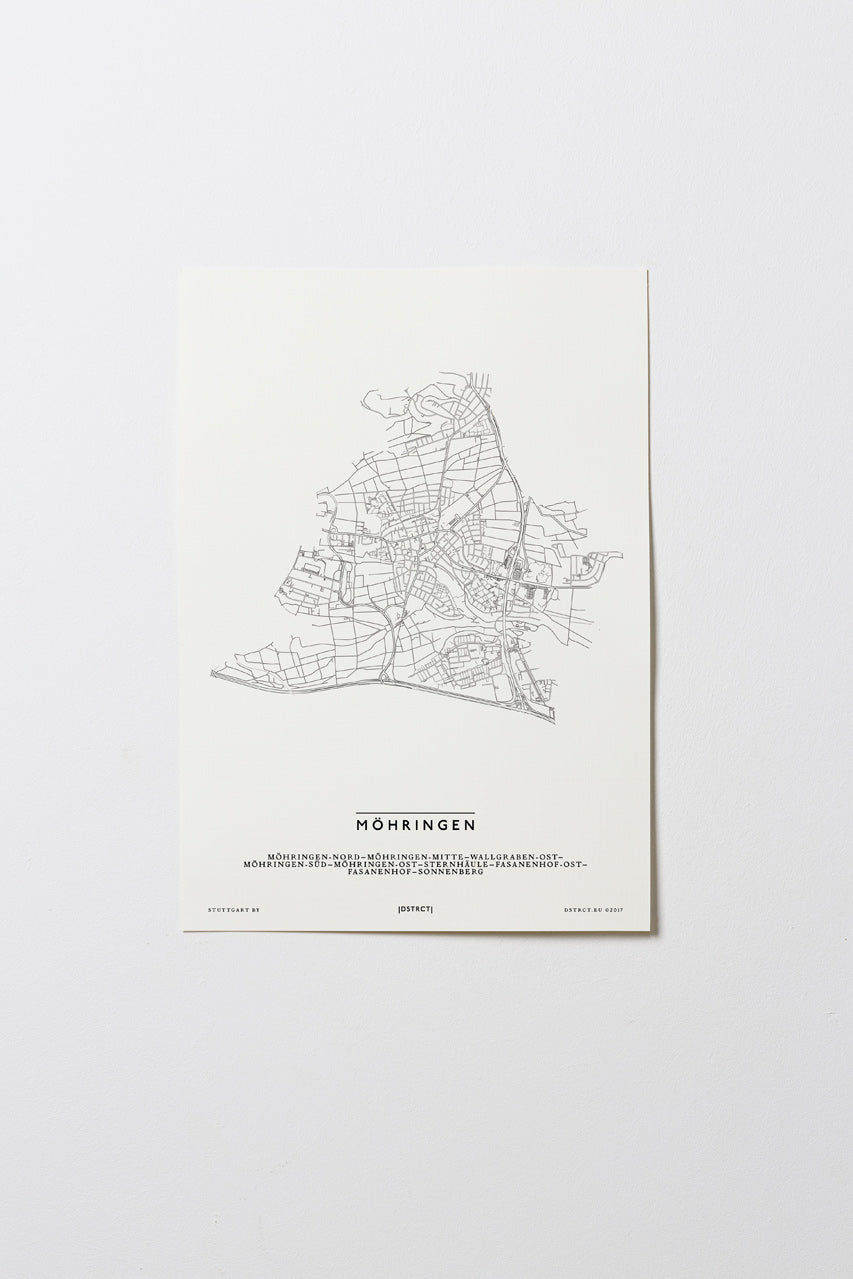 Möhringen | 70567, 70565 | Stuttgart | City Map Karte Plan Bild Print Poster Ohne Rahmen Unframed