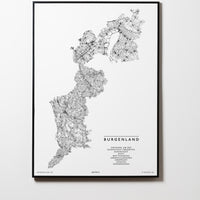 Burgenland | Österreich | City Map Karte Plan Bild Print Poster Illustration Framed mit Rahmen L & XL