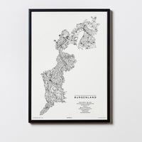 Burgenland | Österreich | City Map Karte Plan Bild Print Poster Illustration Framed mit Rahmen