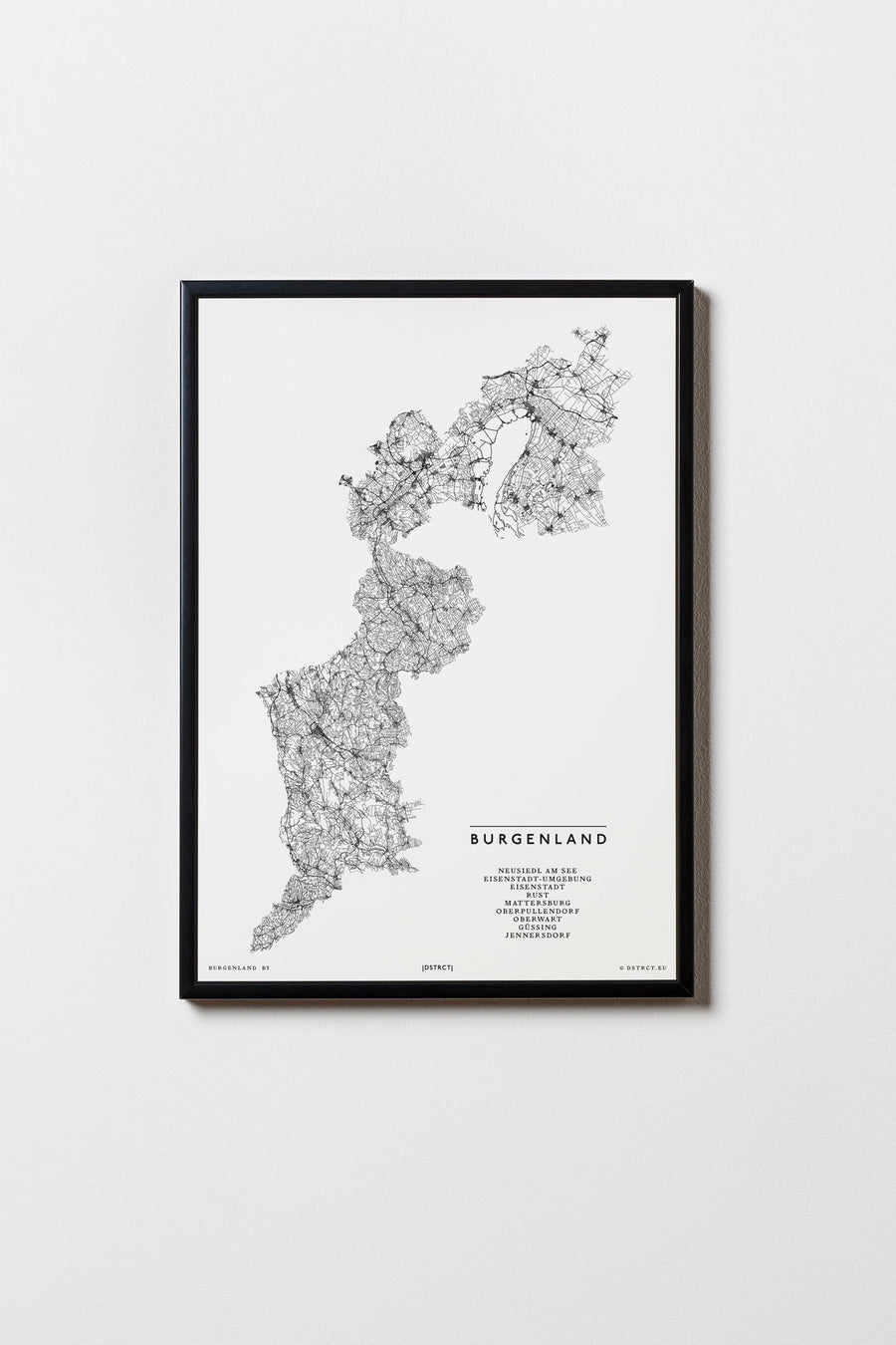 Burgenland | Österreich | City Map Karte Plan Bild Print Poster Illustration Framed mit Rahmen