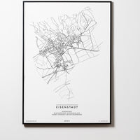 Eisenstadt | Burgenland | City Map Karte Plan Bild Print Poster Mit Rahmen Framed L & XL