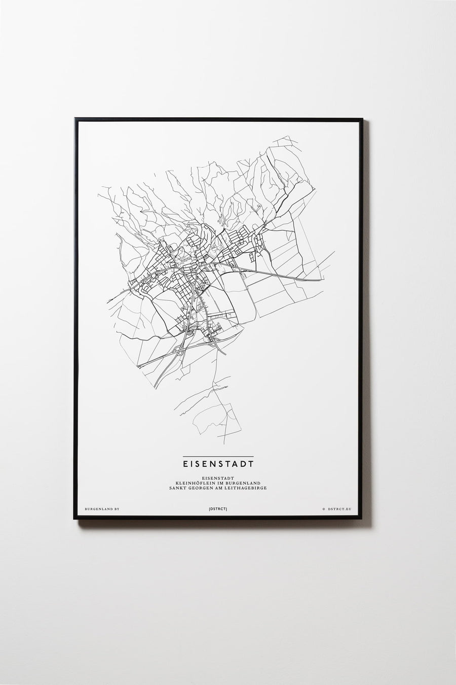 Eisenstadt | Burgenland | City Map Karte Plan Bild Print Poster Mit Rahmen Framed L & XL
