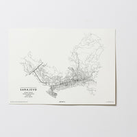 Sarajevo | Bosnien und Herzegowina | City Map Karte Plan Bild Print Poster Ohne Rahmen Unframed