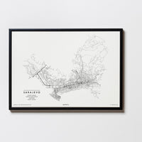 Sarajevo | Bosnien und Herzegowina | City Map Karte Plan Bild Print Poster Mit Rahmen Framed