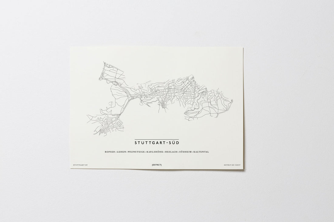 Stuttgart Süd | Stuttgart | City Map Karte Plan Bild Print Poster Ohne Rahmen Unframed