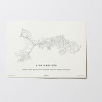 Stuttgart Süd | Stuttgart | City Map Karte Plan Bild Print Poster Ohne Rahmen Unframed