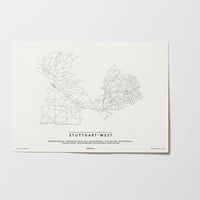 Stuttgart West | Stuttgart | City Map Karte Plan Bild Print Poster Ohne Rahmen Unframed