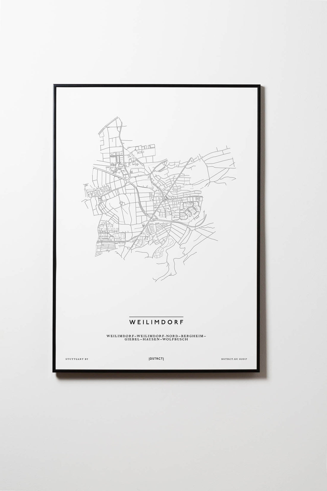 Weilimdorf | 70499 | Stuttgart | City Map Karte Plan Bild Print Poster Mit Rahmen Framed L & XL