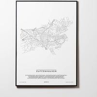 Zuffenhausen | 70435 - 70439 | Stuttgart | City Map Karte Plan Bild Print Poster Mit Rahmen Framed L & XL