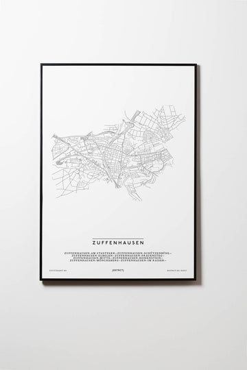 Zuffenhausen | 70435 - 70439 | Stuttgart | City Map Karte Plan Bild Print Poster Mit Rahmen Framed L & XL