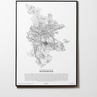 Nürnberg | Bayern | Deutschland | City Map Karte Plan Bild Print Poster Mit Rahmen Framed L & XL