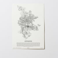 Nürnberg | Bayern | Deutschland | City Map Karte Plan Bild Print Poster Ohne Rahmen Unframed