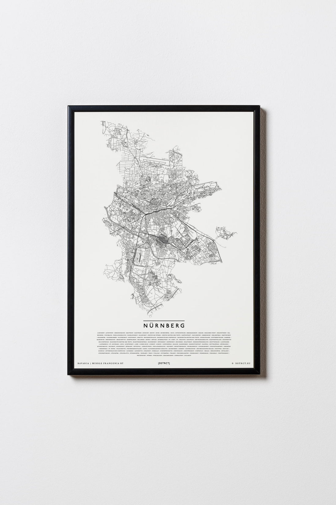 Nürnberg | Bayern | Deutschland | City Map Karte Plan Bild Print Poster Mit Rahmen Framed