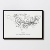 Passau | Bayern | Deutschland | City Map Karte Plan Bild Print Poster Mit Rahmen Framed