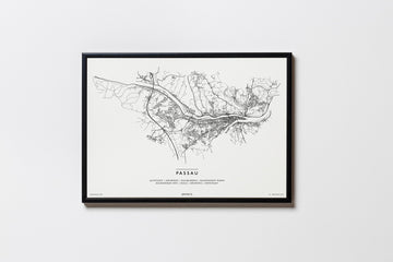 Passau | Bayern | Deutschland | City Map Karte Plan Bild Print Poster Mit Rahmen Framed