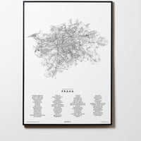 Prag | Tschechien | City Map Karte Plan Bild Print Poster Mit Rahmen Framed L & XL