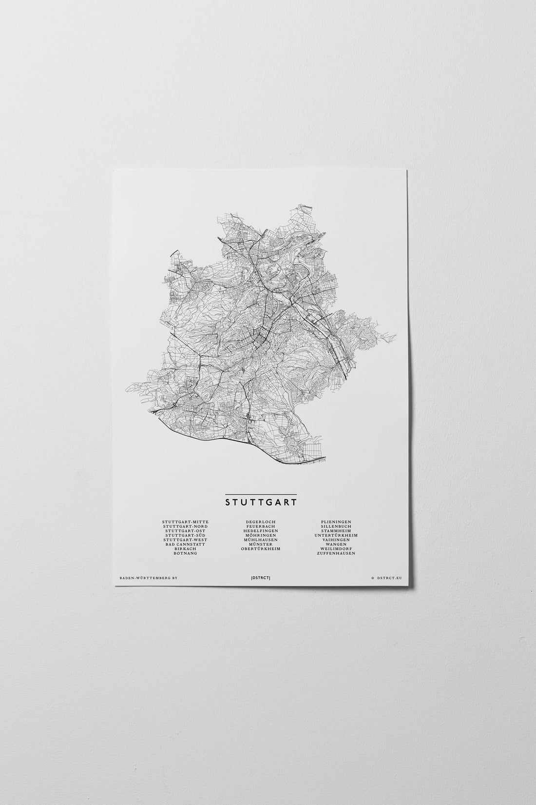 Stuttgart | Baden-Württemberg | Deutschland | City Map Karte Plan Bild Print Poster Ohne Rahmen Unframed