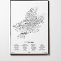 Frankfurt | Deutschland | City Map Karte Plan Bild Print Poster Mit Rahmen Framed L & XL
