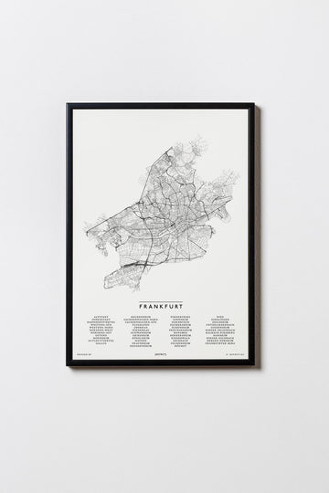 Frankfurt | Deutschland | City Map Karte Plan Bild Print Poster Mit Rahmen Framed
