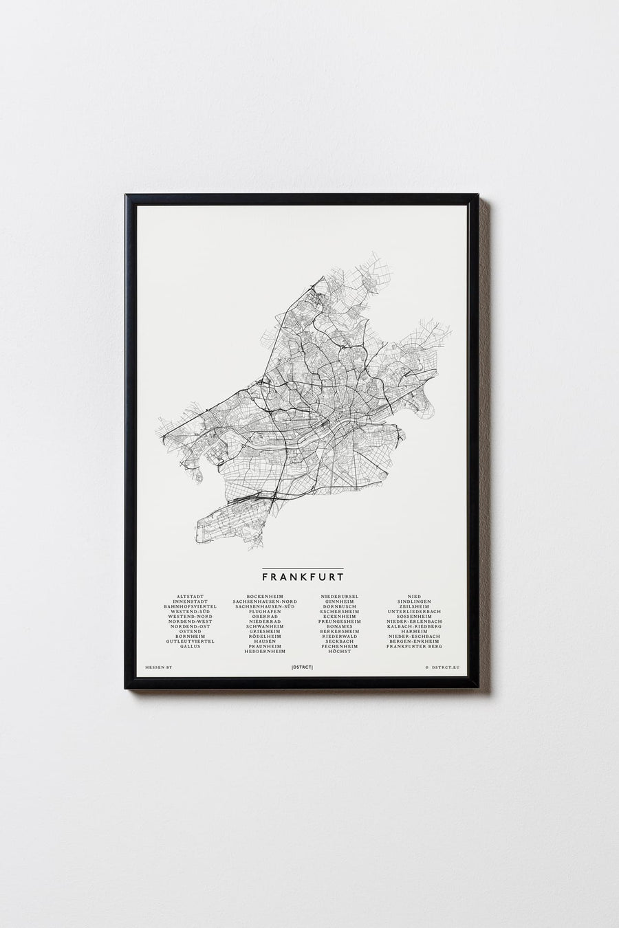 Frankfurt | Deutschland | City Map Karte Plan Bild Print Poster Mit Rahmen Framed