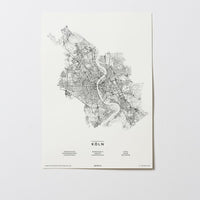 Köln | Nordrhein-Westfalen | Deutschland | City Map Karte Plan Bild Print Poster Ohne Rahmen Unframed