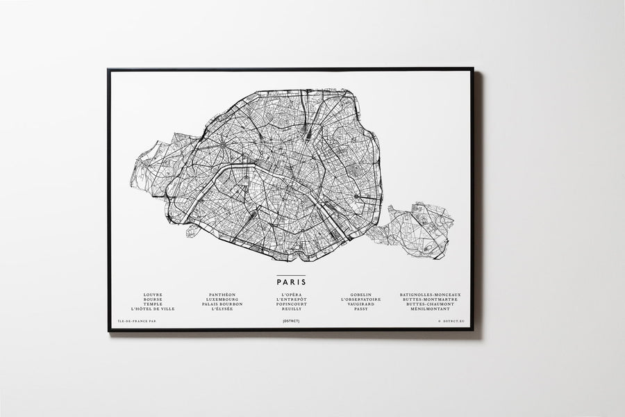 Paris | Frankreich | City Map Karte Plan Bild Print Poster Mit Rahmen Framed L & XL