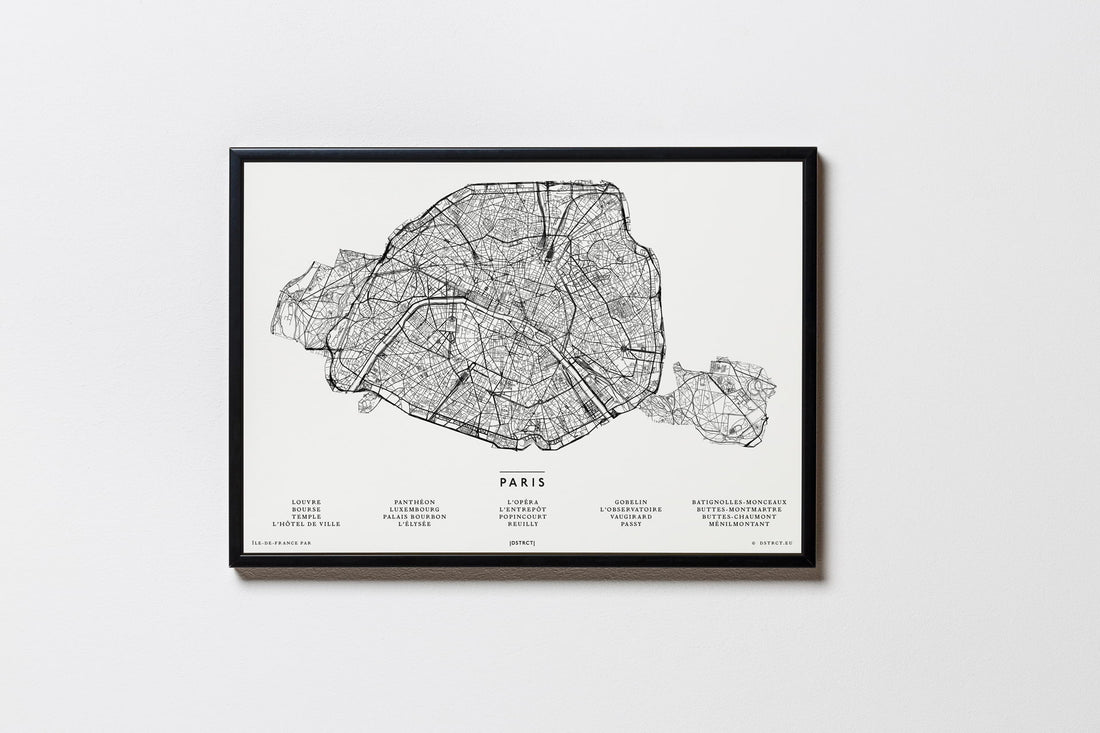 Paris | Frankreich | City Map Karte Plan Bild Print Poster Mit Rahmen Framed