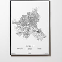 Hamburg | Deutschland | City Map Karte Plan Bild Print Poster Mit Rahmen Framed L & XL