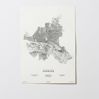 Hamburg | Deutschland | City Map Karte Plan Bild Print Poster Ohne Rahmen Unframed