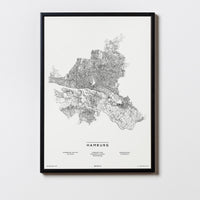 Hamburg | Deutschland | City Map Karte Plan Bild Print Poster Mit Rahmen Framed