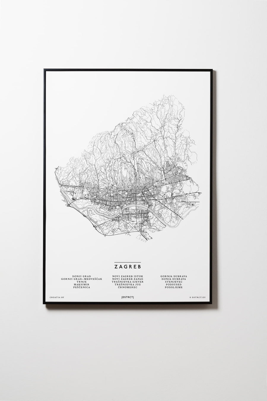 Zagreb | Kroatien | City Map Karte Plan Bild Print Poster Mit Rahmen Framed L & XL