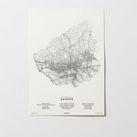 Zagreb | Kroatien | City Map Karte Plan Bild Print Poster Ohne Rahmen Unframed