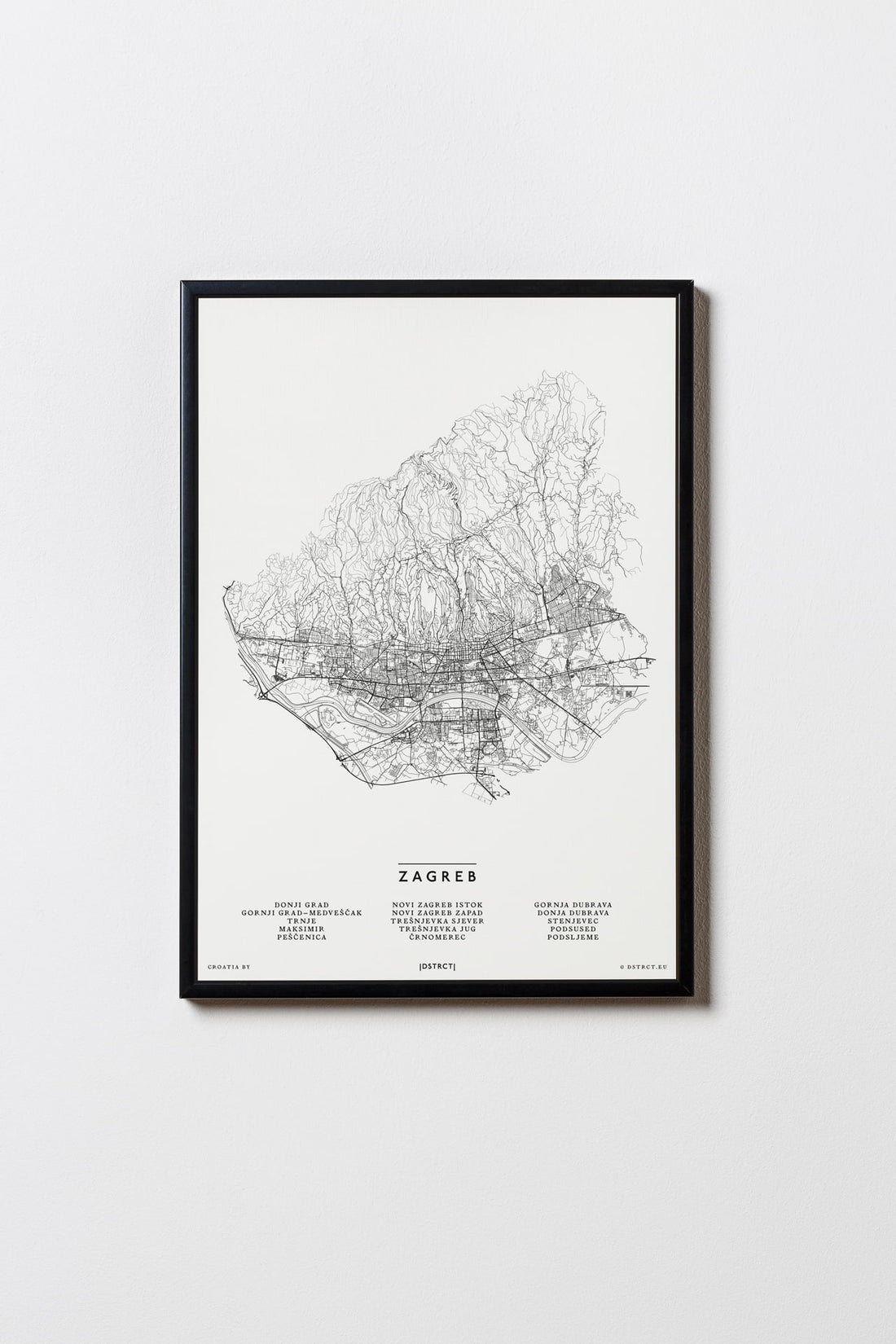 Zagreb | Kroatien | City Map Karte Plan Bild Print Poster Mit Rahmen Framed