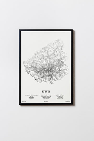 Zagreb | Kroatien | City Map Karte Plan Bild Print Poster Mit Rahmen Framed