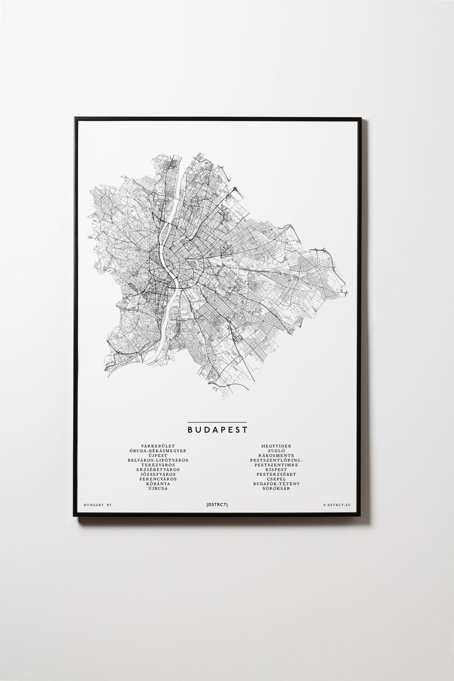 Budapest | Ungarn | City Map Karte Plan Bild Print Poster Mit Rahmen Framed L & XL