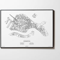 Venedig Venezia | Italien | City Map Karte Plan Bild Print Poster Mit Rahmen Framed L & XL