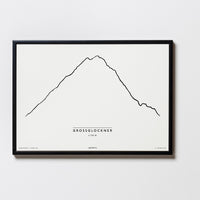 Großglockner | Kärnten | Tirol | Illustration | Zeichnung Bild Print Poster Mit Rahmen Framed