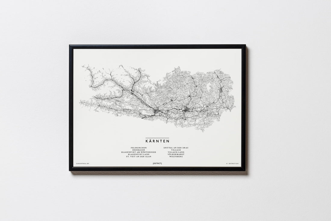 Kärnten | Österreich | City Map Karte Plan Bild Print Poster Illustration Framed mit Rahmen
