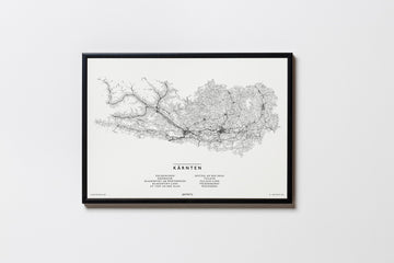 Kärnten | Österreich | City Map Karte Plan Bild Print Poster Illustration Framed mit Rahmen