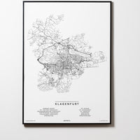 Klagenfurt | Kärnten | Österreich | City Map Karte Plan Bild Print Poster Mit Rahmen Framed L & XL