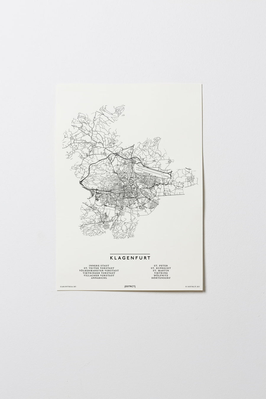 Klagenfurt | Kärnten | Österreich | City Map Karte Plan Bild Print Poster Ohne Rahmen Unframed